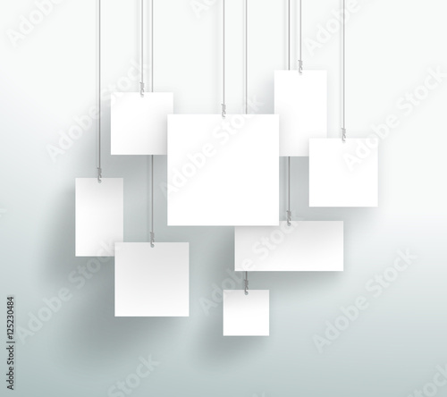 Vector 3d Blank White Square Boxes Hanging Design