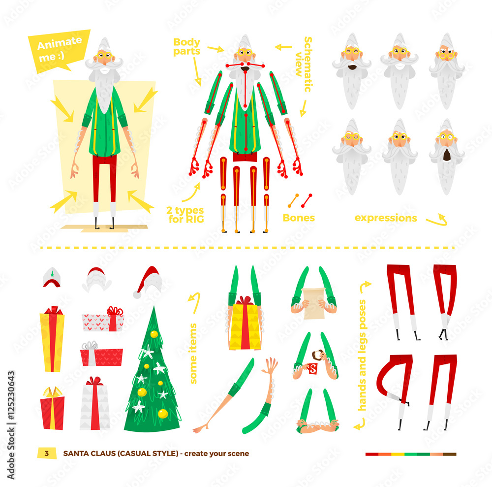 Santa Claus set for animation. Santa Claus set for animation.