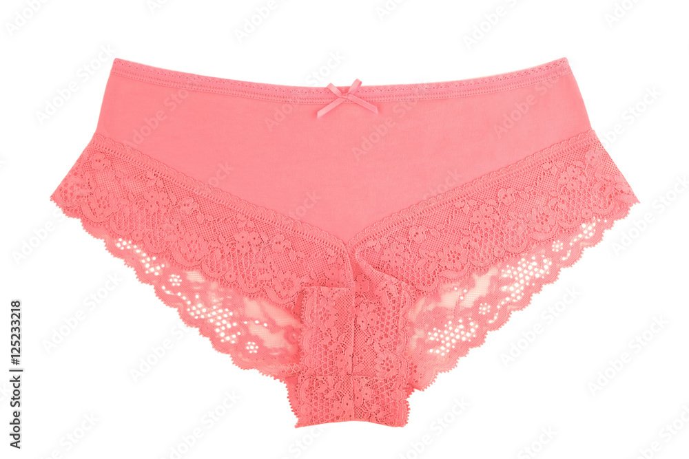 Scarlet lace trim panties isolated on white background StockFoto