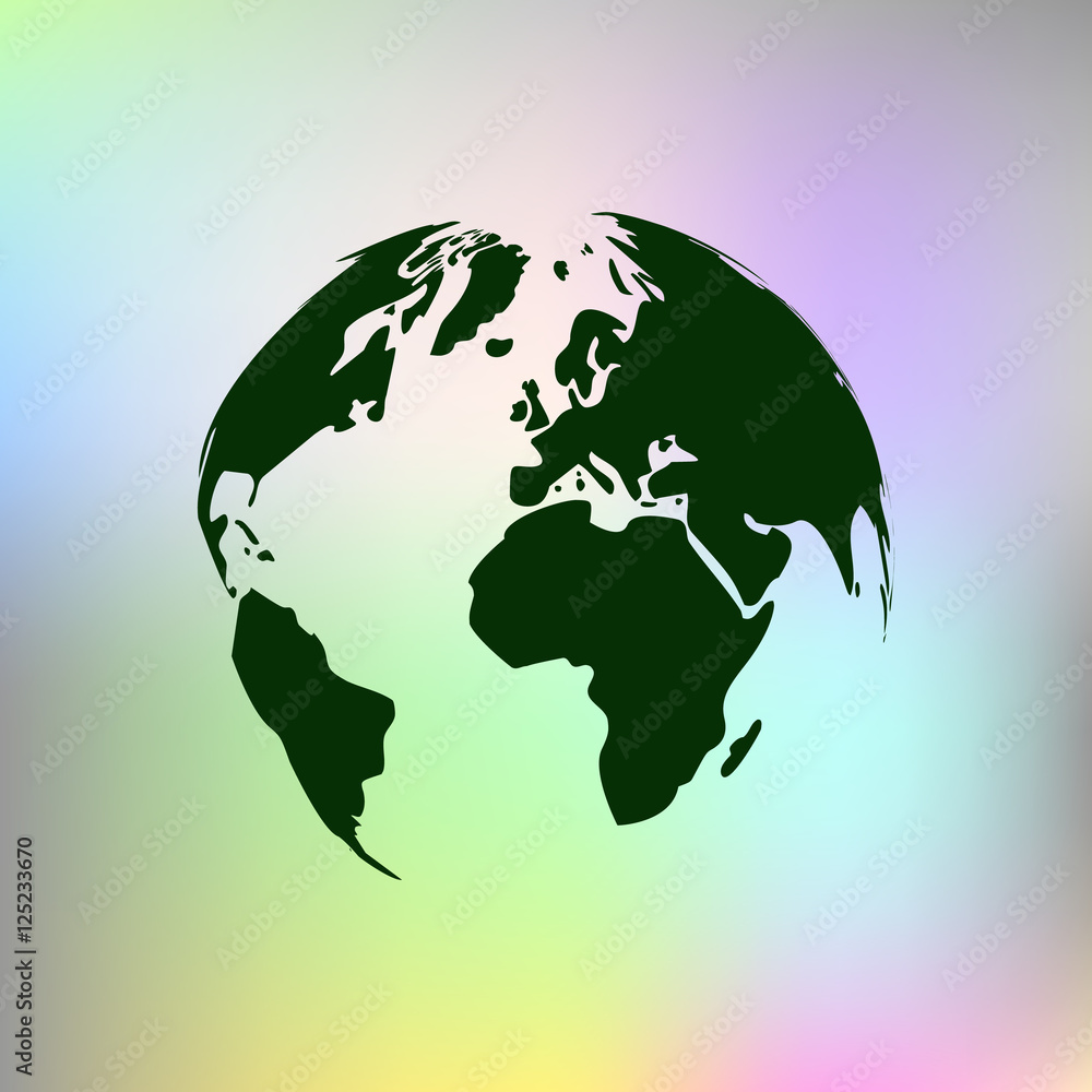 Fototapeta premium Flat paper cut style icon of globe