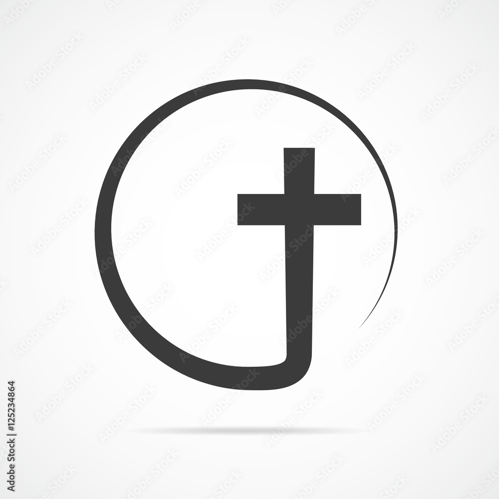 Black christian cross icon. Vector illustration.