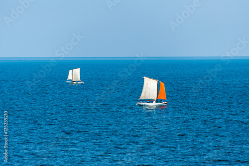 Sailboats sailing on the Black Sea in Varna Bulgaria