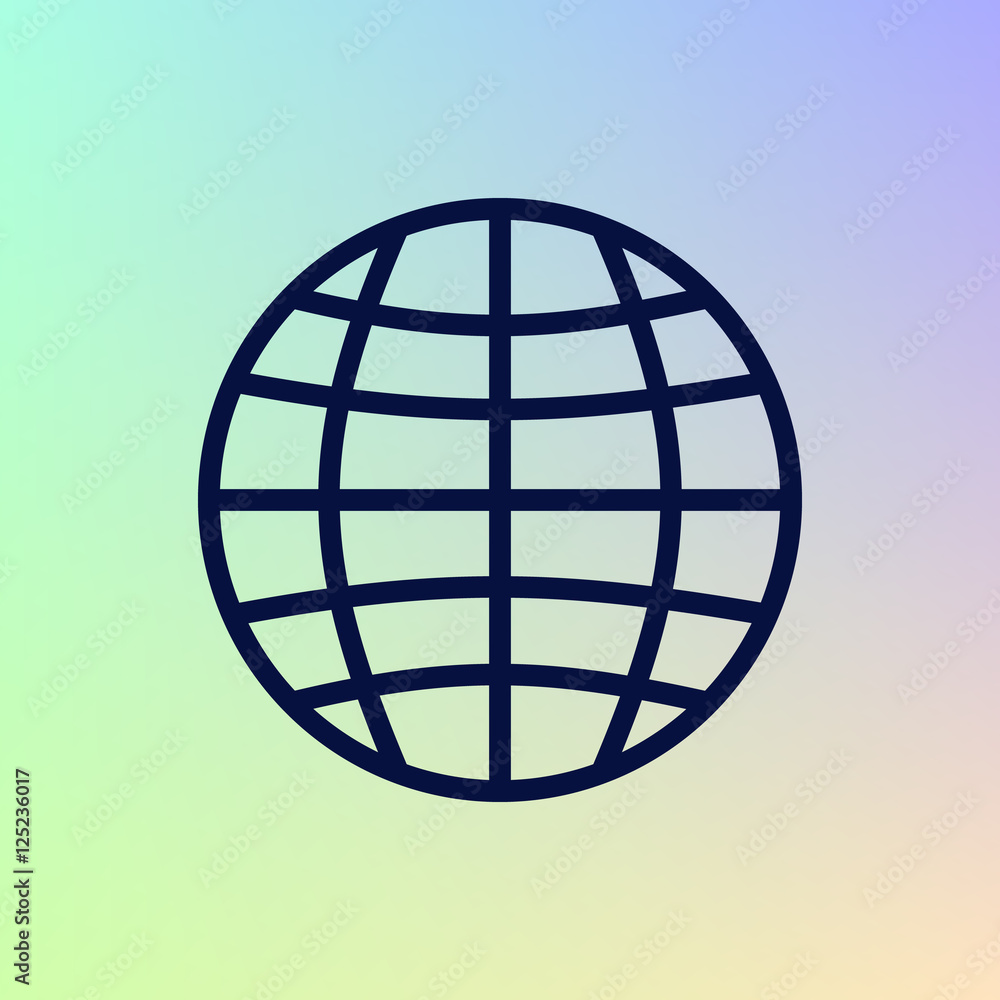 Flat paper cut style icon of globe Flat paper cut style icon of globe