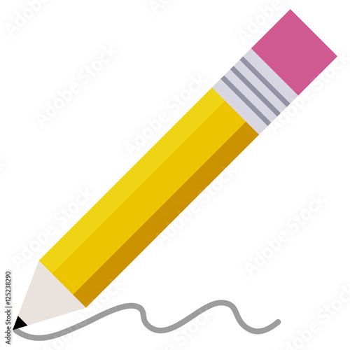 Yellow pencil writing vector, isolated eps.