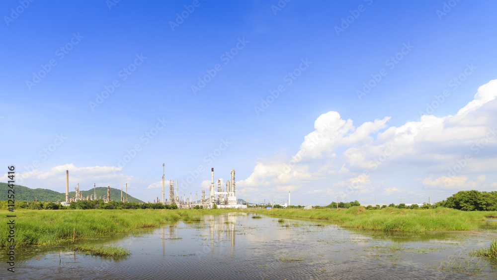 Esso Sriracha Refinery, Laem Chabang, Petrochemical industrial with landscape background in Si Racha District, Chon Buri , Thailand