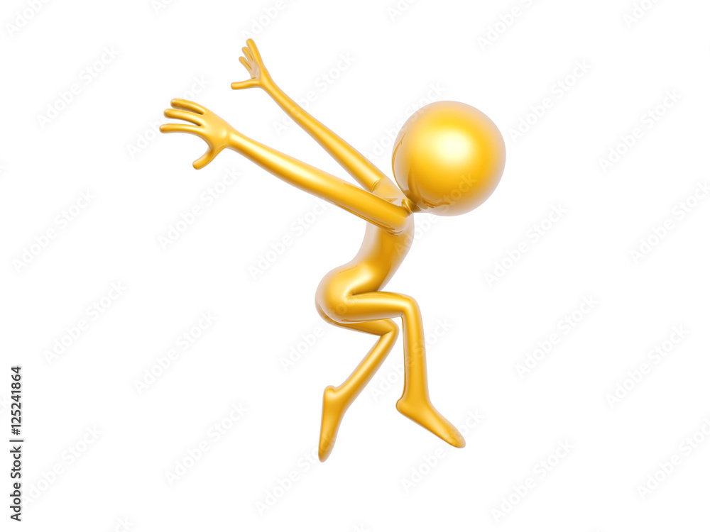 golden guy dance fly isolated on white background 3d illustration golden guy dance fly isolated on white background 3d illustration