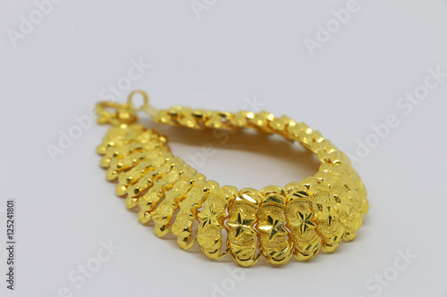  Gold bracelet in the red box on the white background ,jewelry and precious stone