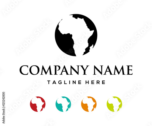 Africa Globe Circle Map Logo