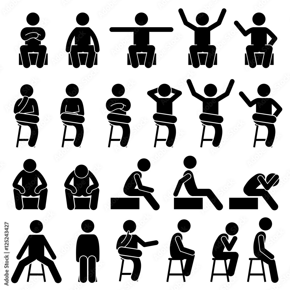 same man sitting on chair,various poses on white background Stock Photo -  Alamy