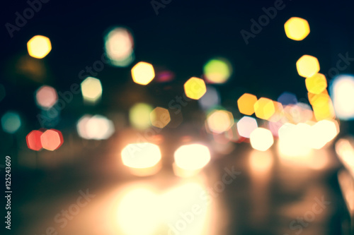 Bokeh colorful abstract defocused city on street
