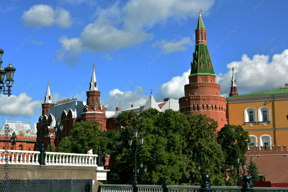 kremlin and trees under the blue sky