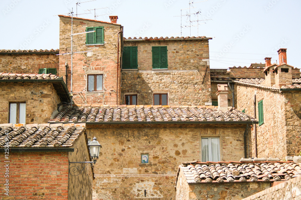 Rooftops of Trequanda, a little medieval burg in Val di Chiana, Siena, Tuscany, Italy 