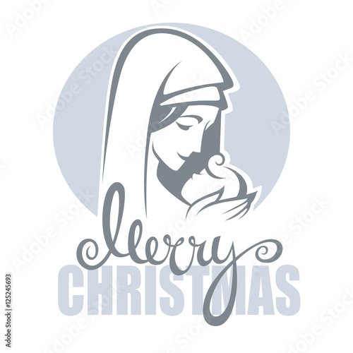 vector illustration of  virgin Mary and her Jesus Christ baby an