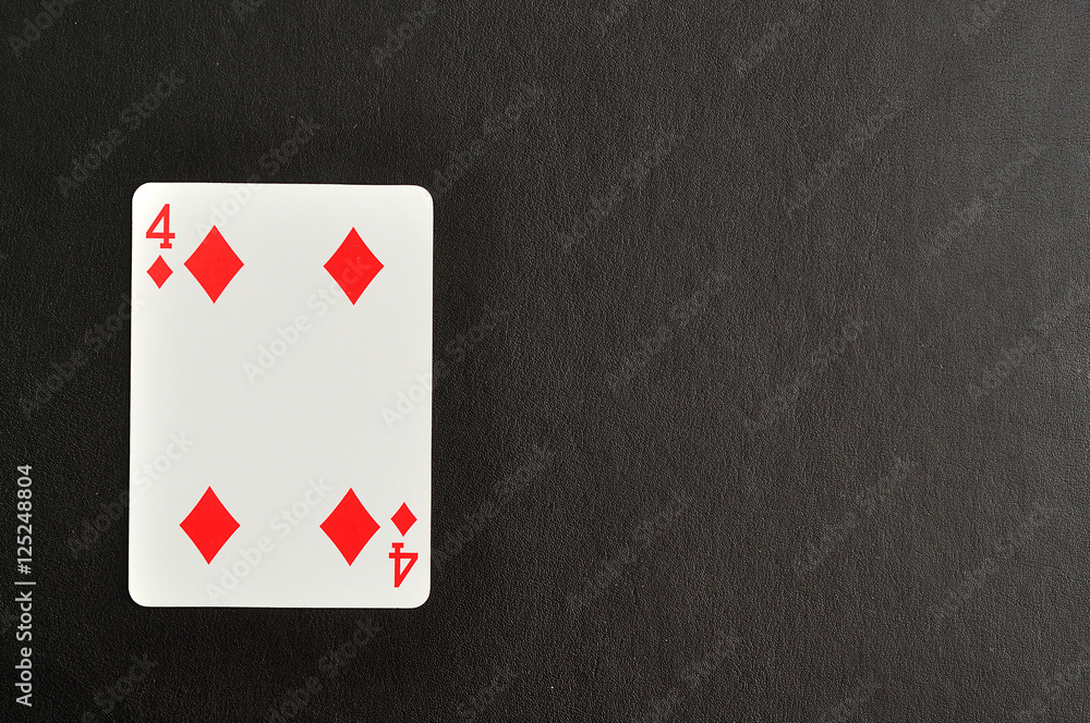 Obraz premium Playing card. Four of diamond isolated on a black background
