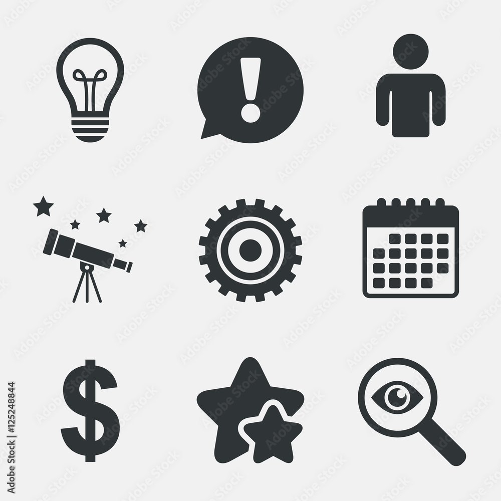 Business signs. Human and lamp bulb idea icons. Business signs. Human and lamp bulb idea icons.