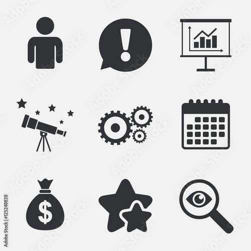 Business signs. Human and presentation board.