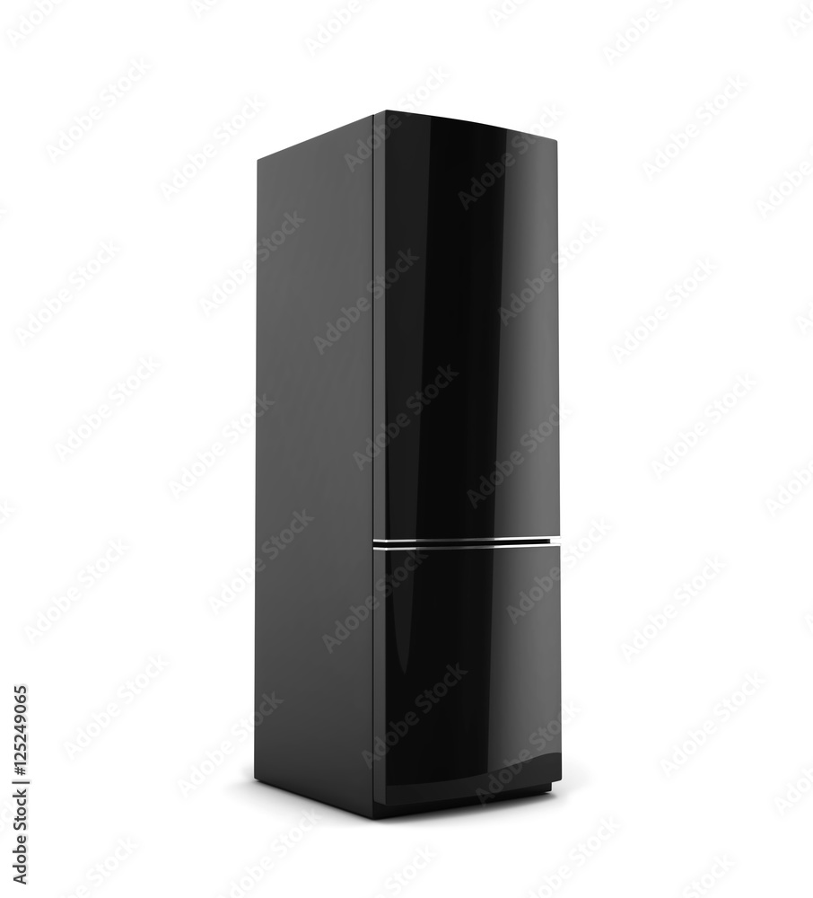 Black refrigerator isolated on white Black refrigerator isolated on white