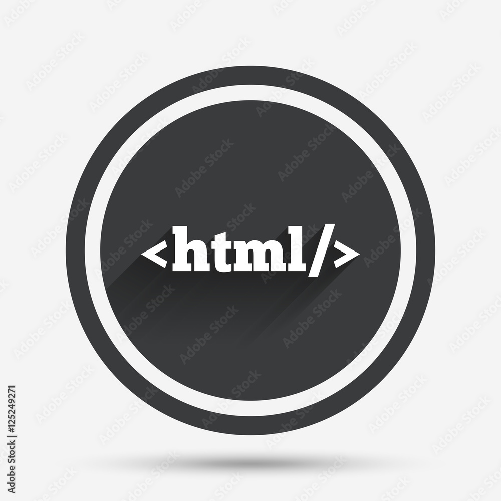 HTML sign icon. Markup language symbol. HTML sign icon. Markup language symbol.
