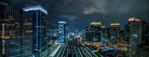 東京駅上空の夜景　パノラマ