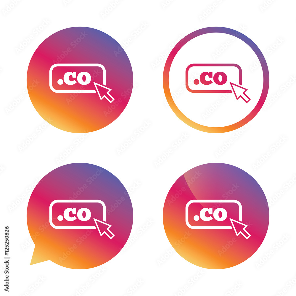 Domain CO sign icon. Top-level internet domain. Domain CO sign icon. Top-level internet domain.