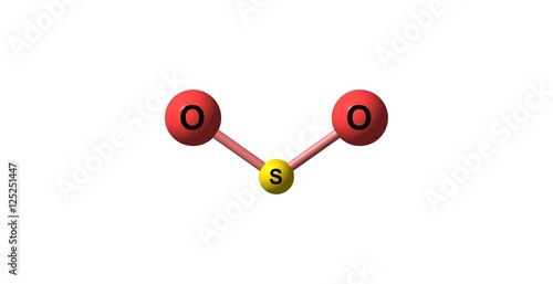 Sulfur dioxide molecular structure isolated on white