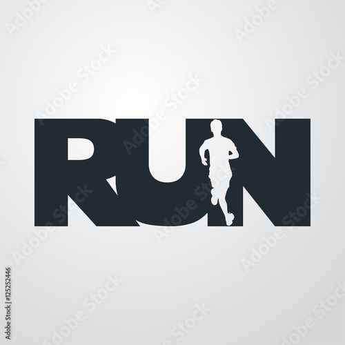 Icono plano RUN con silueta corredor sobre fondo degradado