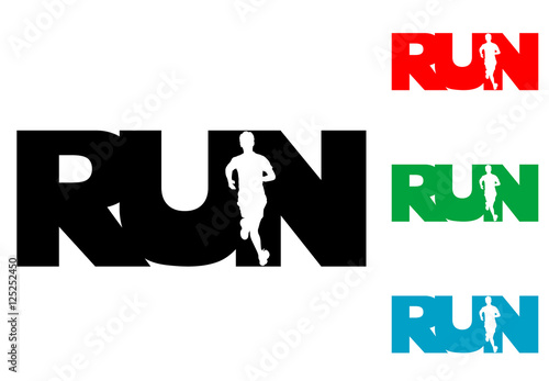 Icono plano RUN con silueta corredor varios colores