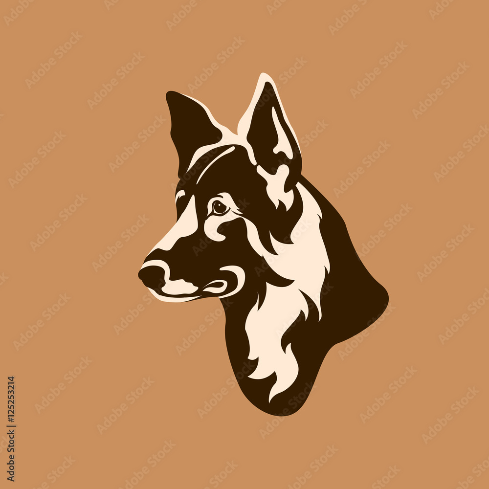 Fotografie German Shepherd dog head realistic style Flat