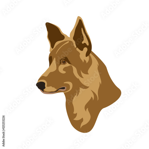 German Shepherd dog head realistic style Flat