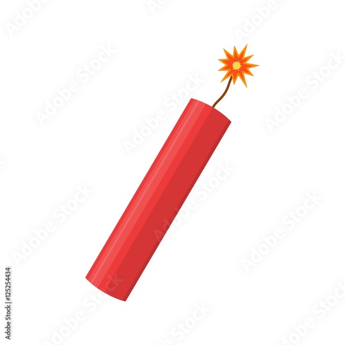 Dynamite bomb explosion with burning wick detonate. Aggression terrorism.