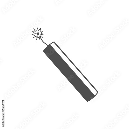 Dynamite bomb explosion icon with burning wick detonate.