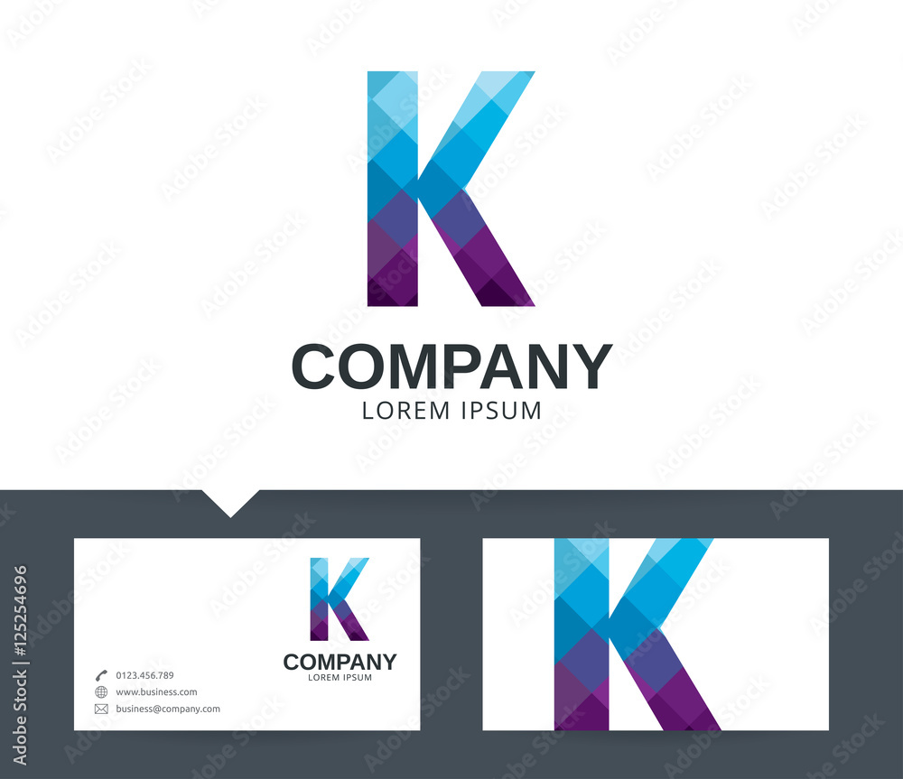 Letter K vector logo and business card template