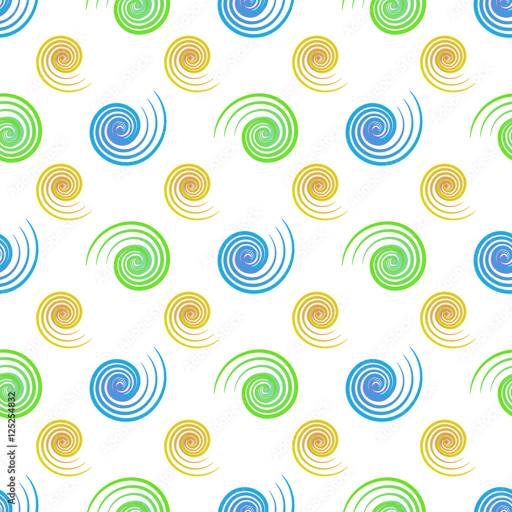 Colorful abstract with spirals geometric seamless pattern on white background Colorful abstract with spirals geometric seamless pattern on white background
