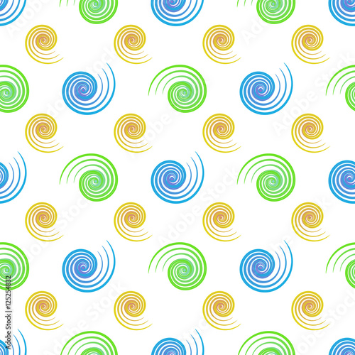 Colorful abstract with spirals geometric seamless pattern on white background