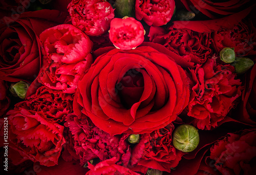 A bouquet of red roses on Valentine's day.