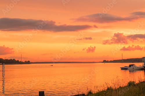 good orange sunset over river © julietta24