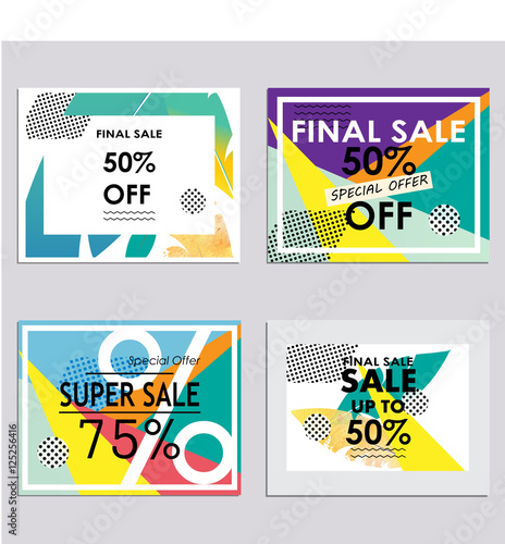 Sale website banners design set. Social media banners, posters, email and newsletter designs, ads, leaflets, placards, brochures, flyers, web stickers, promotional material vector illustration design