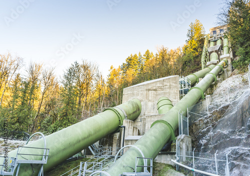 double green penstock for transfer a lot of water for generate electric. photo