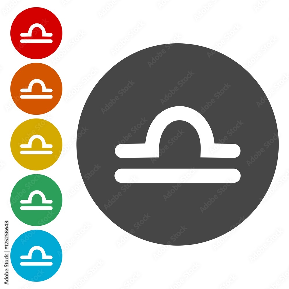 Zodiac signs. Set of simple round zodiac icons - for web and print