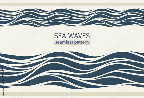 Obraz na płótnie Seamless patterns with stylized waves