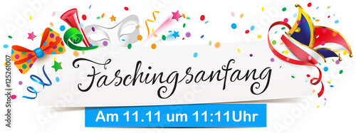 Faschingsanfang 11.11 um 11:11Uhr -  Banner mit Karneval Motiven