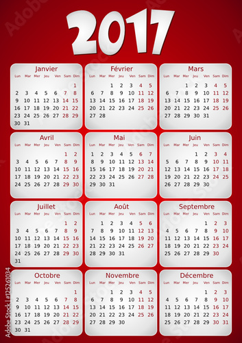 Calendrier 2017 simple - facilement éditable