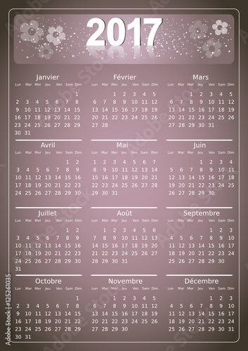 Calendrier 2017 simple - facilement éditable