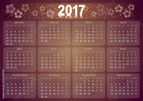 Calendrier 2017 simple - facilement éditable