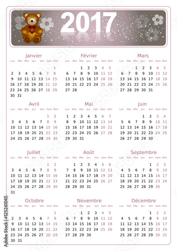 Calendrier 2017 simple - facilement éditable
