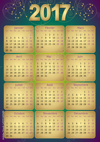 Calendrier 2017 simple - facilement éditable