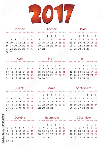 Calendrier 2017 simple - facilement éditable