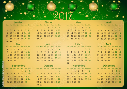 Calendrier 2017 simple - facilement éditable