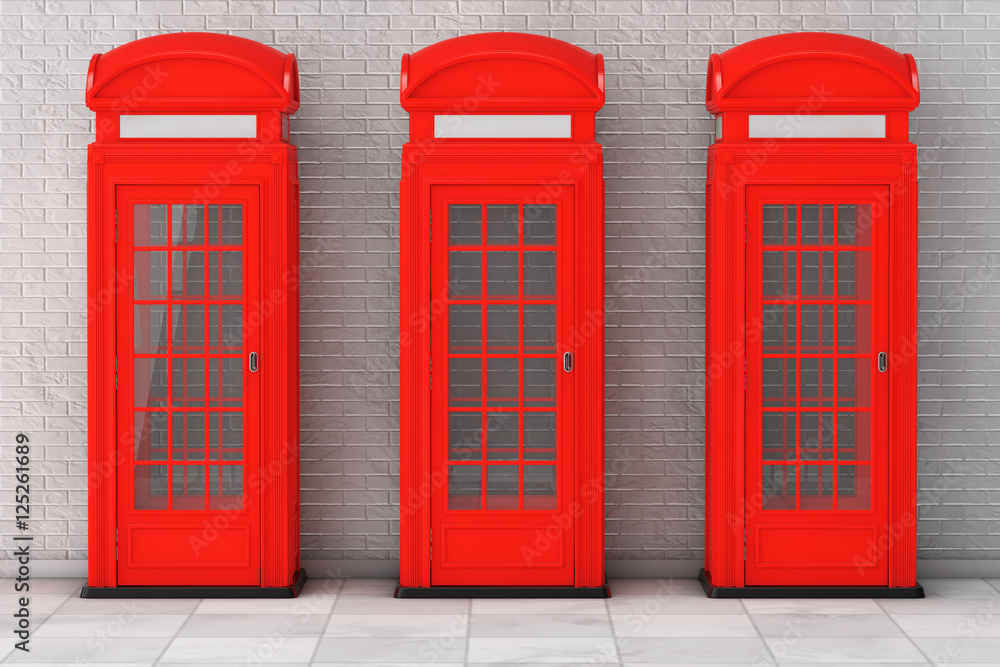Obraz premium Classic British Red Phone Booth. 3d Rendering