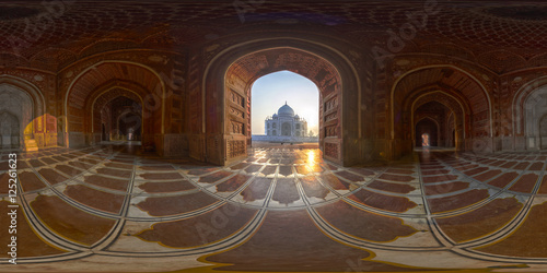Taj Mahal, 360° Panorama zum Sonnenaufgang